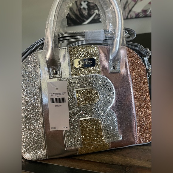 Justice Accessories Justice Glitter Stripe Initial Bag Purse